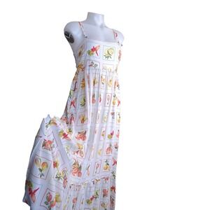 Paper Heart Women's Maxi Sundress White Size S Sleeveless Beach Summer BRT Fruit